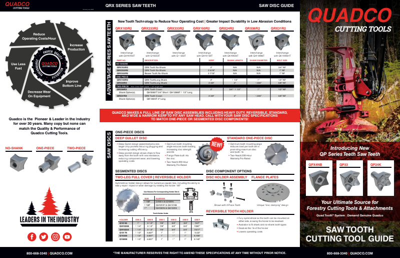 Quadco Cutting Tools Quantum Tooth Guide